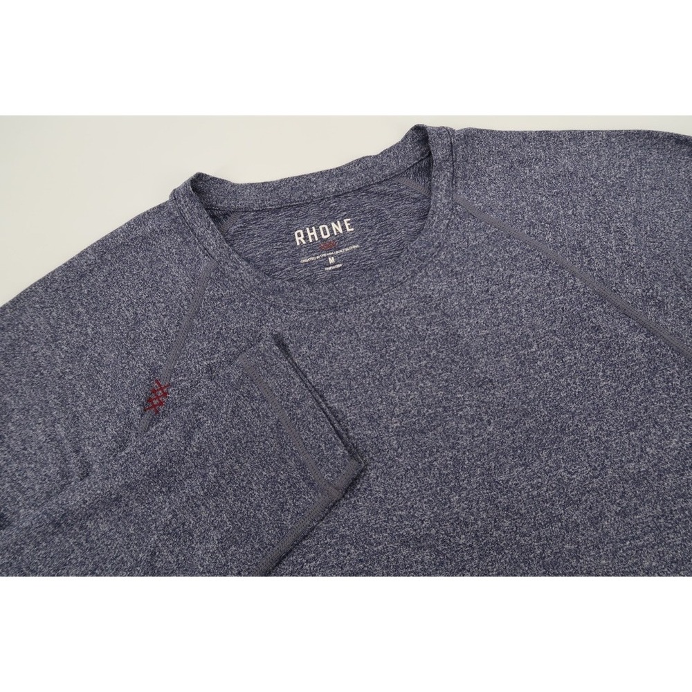 Rhone Reign Long Sleeve Shirt Mens Medium Blue Heathered Performance RLS-181